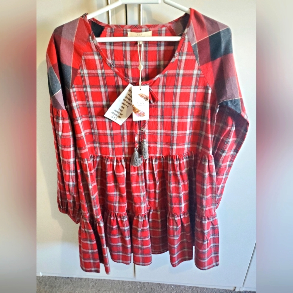 Red plaid dress sz small